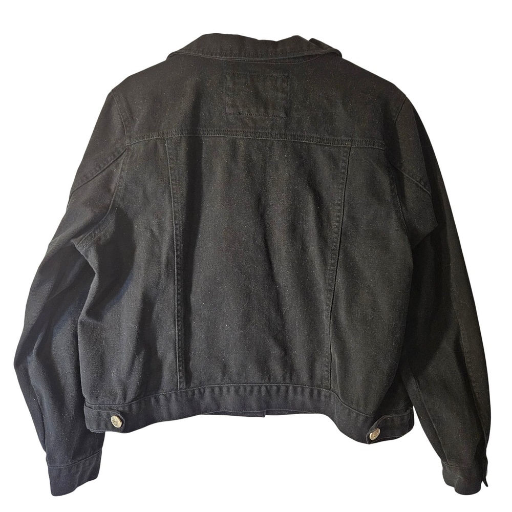 Forever 21 Plus Size Black Denim Trucker Jacket Womens 1X Button Up Outerwear - Picture 5 of 10